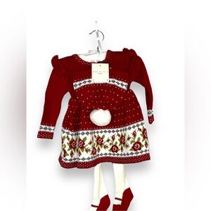 Max Studio Baby Fair Isle 3 Piece Holiday Dress, Hat and Tights